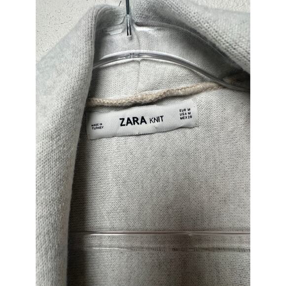 Zara Knit Two-Tone Waterfall Cardigan Sweater Tan/Cream Women M - Picture 6 of 11